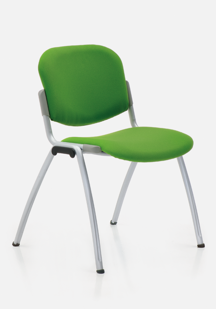 Una sedia per attesa e comunità, dalla linea snella ed elegante, con sedile e schienale imbottiti in tanti colori.