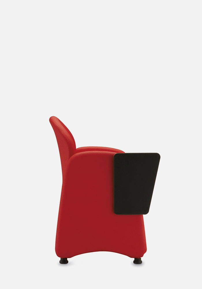 Poltrona ergonomica adatta a piccoli e grandi spazi. Accessoriabile di tavoletta scrittoio in ABS nera.
